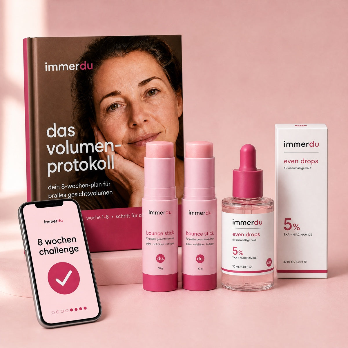 Bundle: 2× bounce stick, even drops, volumen-protokoll und 8-wochen-challenge